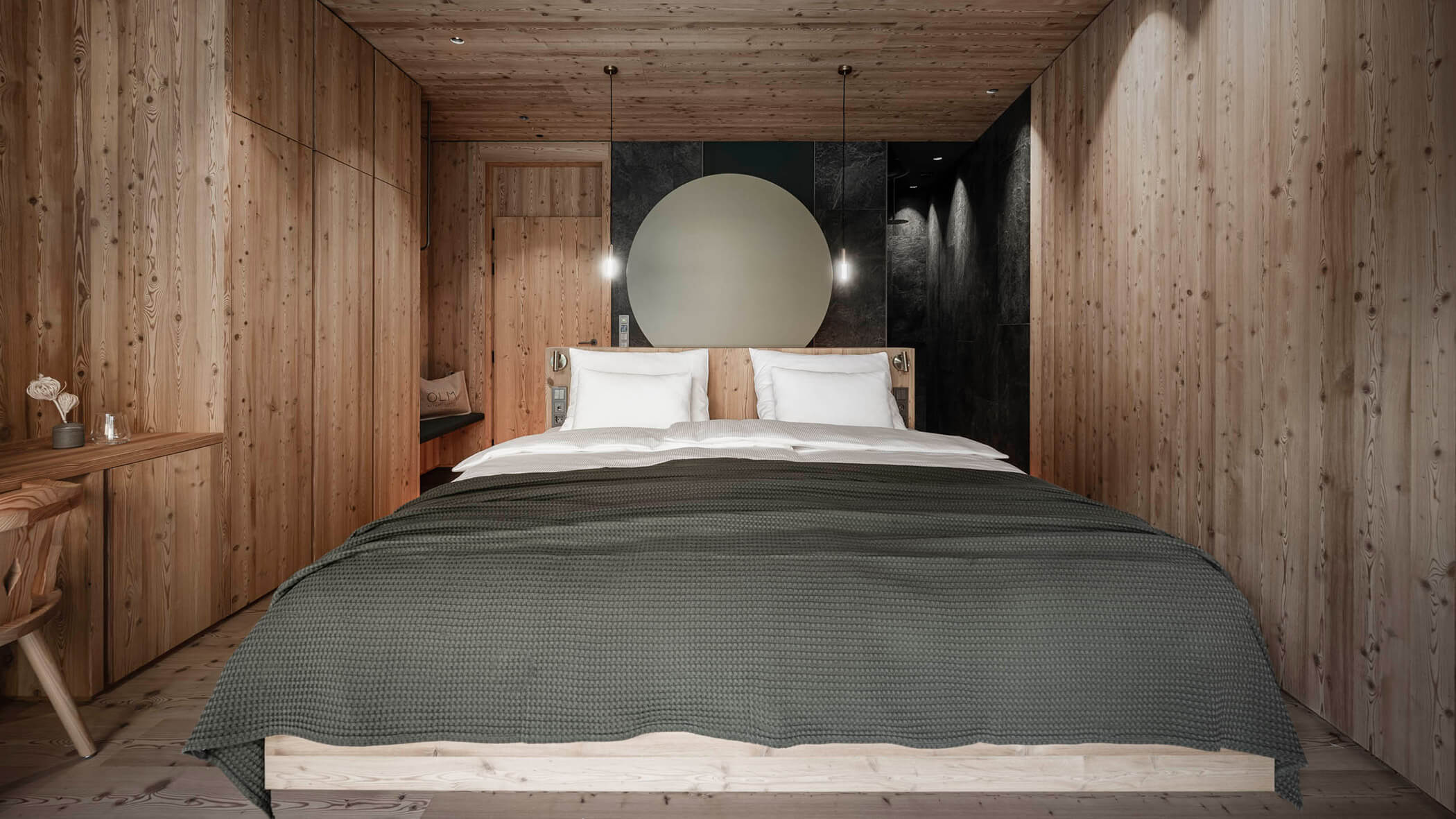 Grande e accogliente letto king-size al centro dell'ApartSuite - OLM Nature Escape