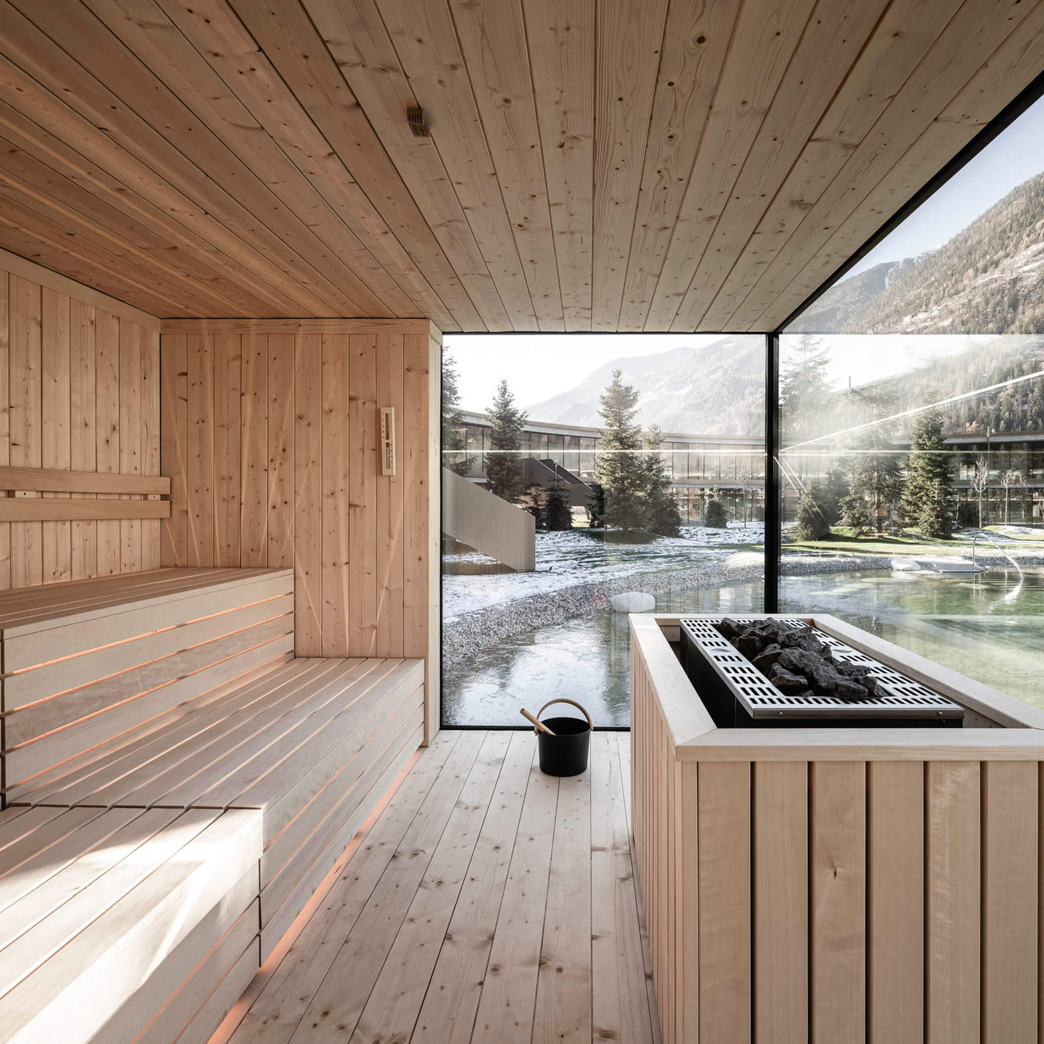 Sauna panoramica dall'interno - OLM Nature Escape